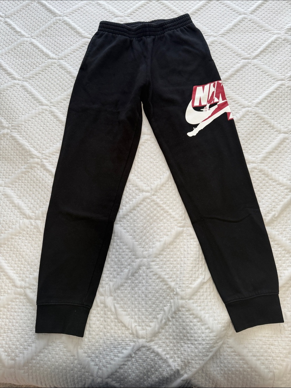 Nike Black Sweat Joggers with White & Red Logo